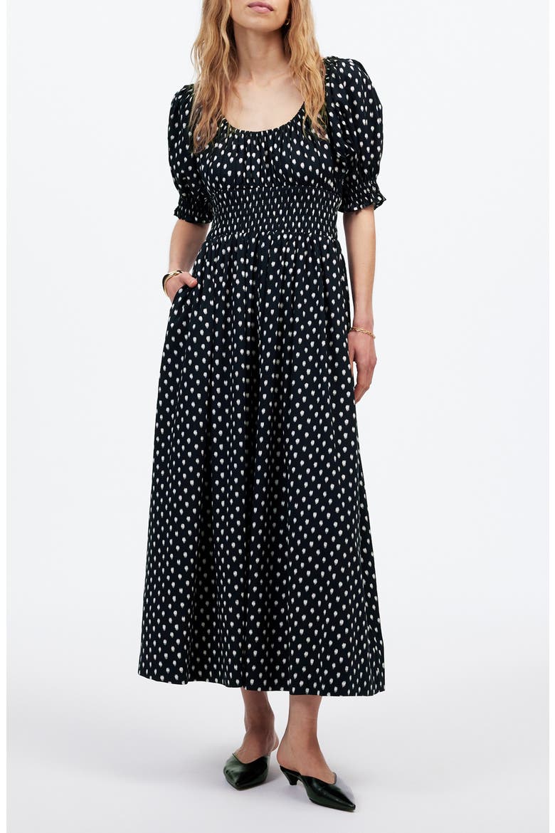 Shibori Dot Smocked Waist Midi Dress, Main, color, SHIBORI DOT