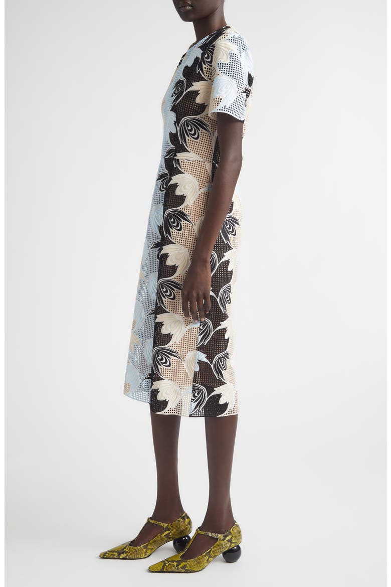 Floral Embroidered Cotton Blend Sheath Dress, Alternate, color, RIW01 LILY WHITE
