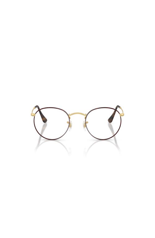 Ray Ban Ray-ban 47mm Round Optical Glasses In Brown