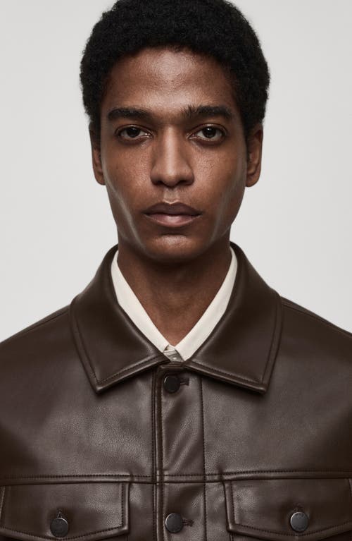 Mango Faux Leather Jacket With Pockets In Brown