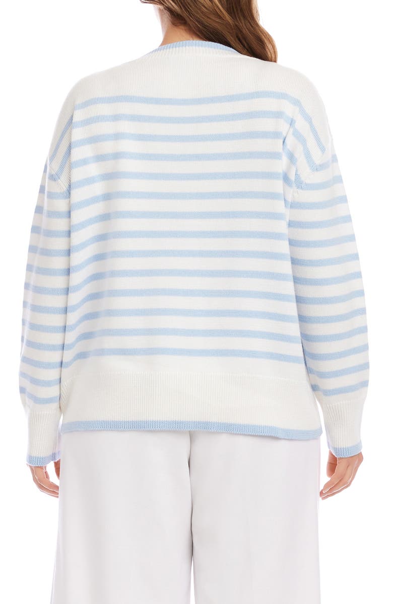 Karen Kane Stripe Cardigan Sweater, Alternate, color, Off White
