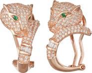 FZN 14K Rose Gold Over Silver CZ Panter Statement Hoop Earrings