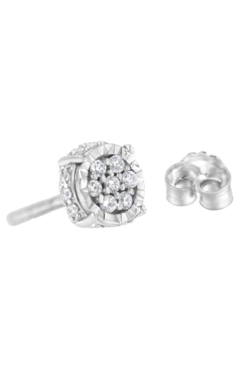 Haus of Brilliance Silver 1/3 Ct RoundDiamond Floral Stud Earring, Alternate, color, White