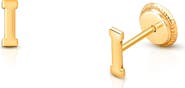 Tiny Blessings 14K Gold Initial Studs Screw Back Earrings