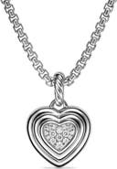 David Yurman Puffy Heart Amulet in Sterling Silver with Diamonds, 17mm