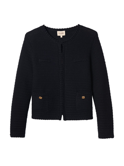 Textured Knit Cashmere Jacket-Style Cardigan