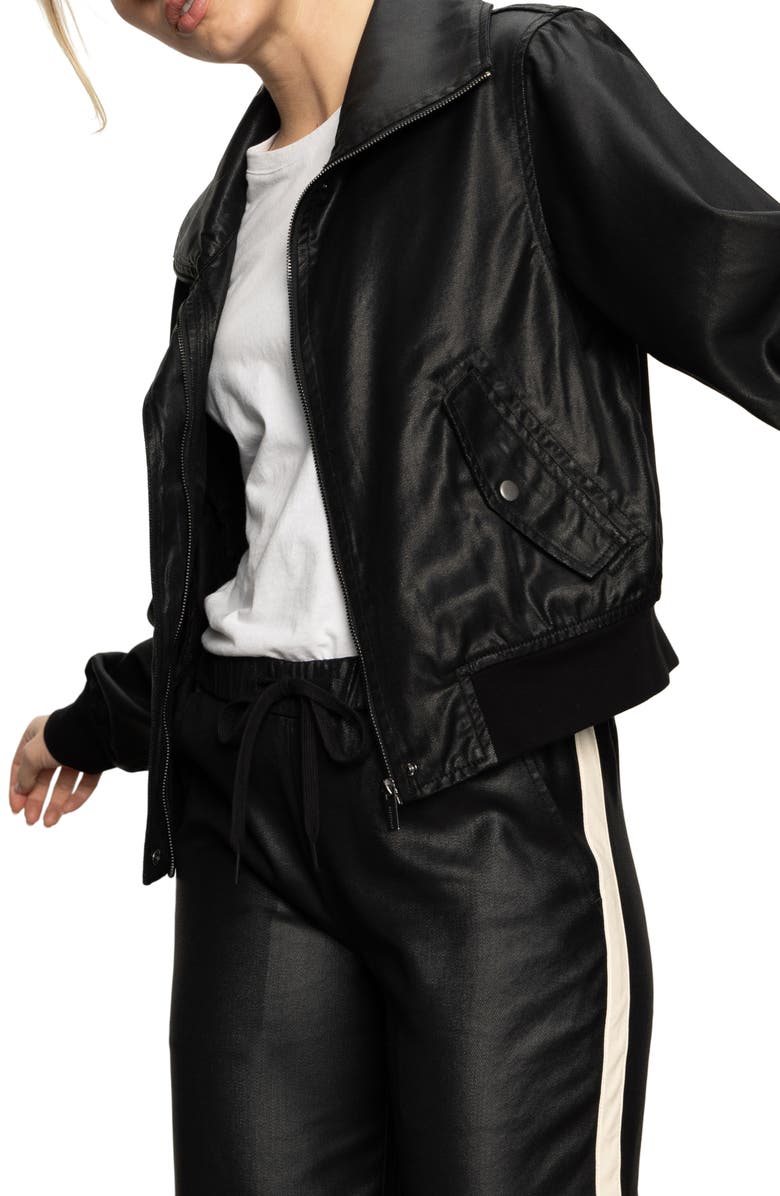 Sanctuary Coated Twill Bomber Jacket, Alternate, color, Black