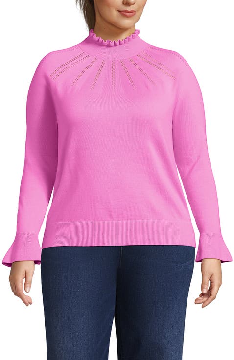 Cotton Pointelle Turtleneck Sweater