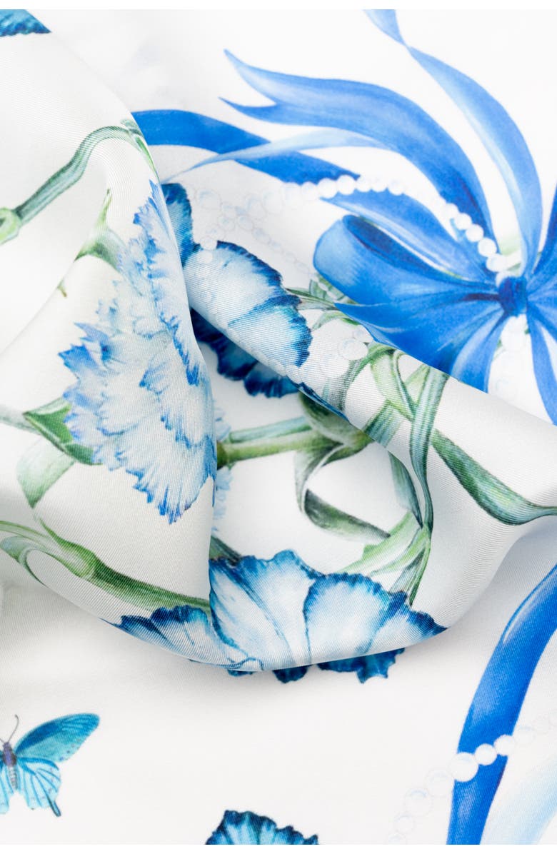 Elizabetta Dianthus - Silk Bandana, Alternate, color, Blue