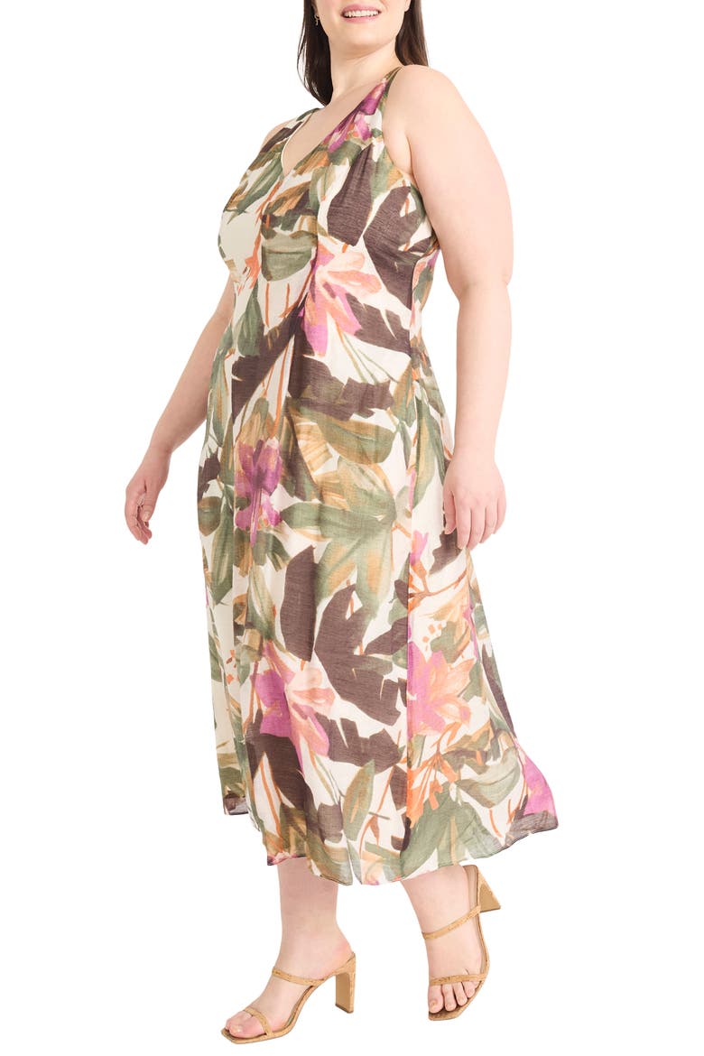 Floral Print Sleeveless Maxi Dress, Alternate, color, IVORY/ BERRY
