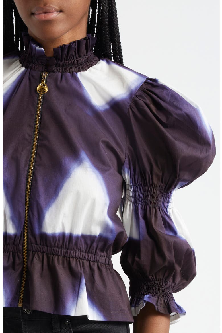 Oreola Peplum Top, Alternate, color, INDIGO BLUE, WHITE
