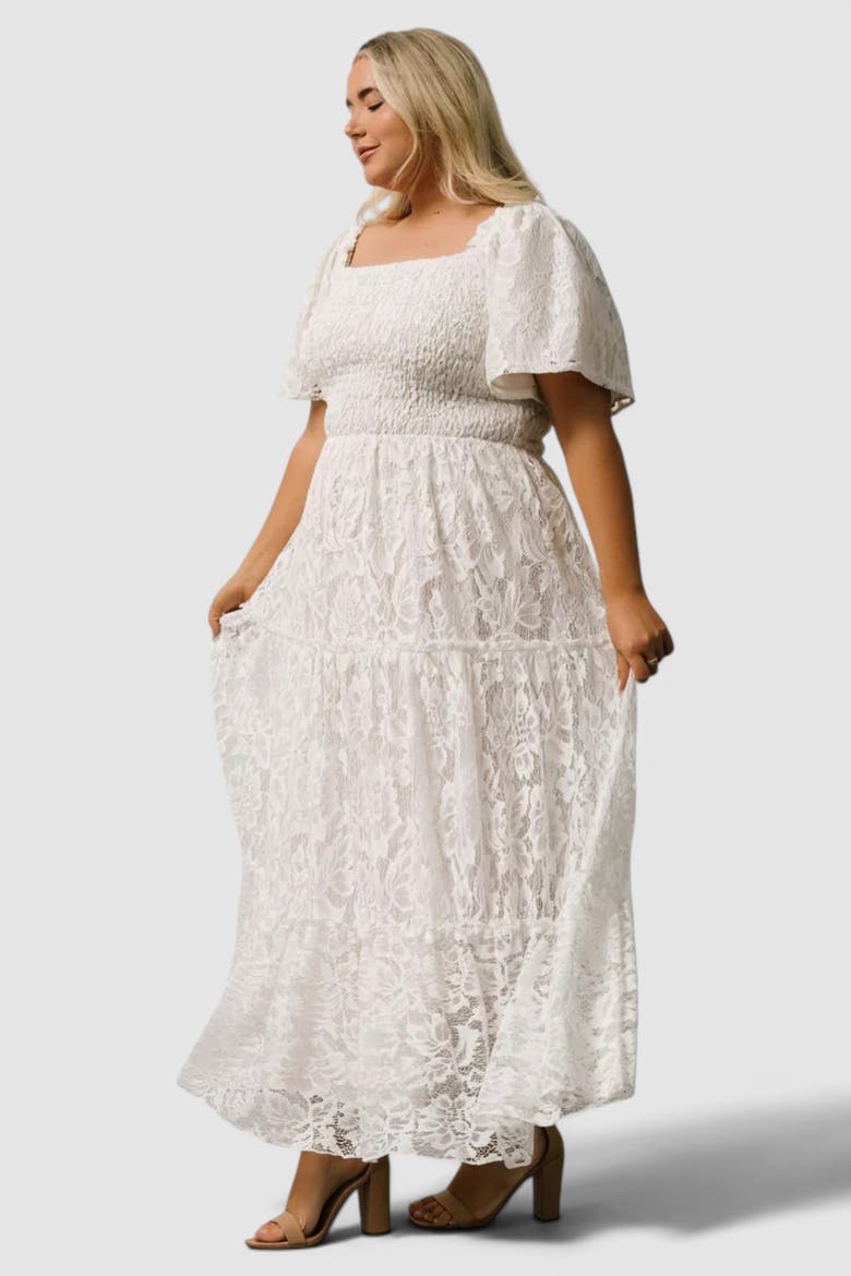 Aspen Smocked Lace Maxi Dress, Alternate, color, Off White