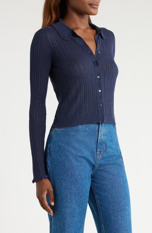 Ulla Johnson Lottie Pointelle Rib Cardigan In Blue