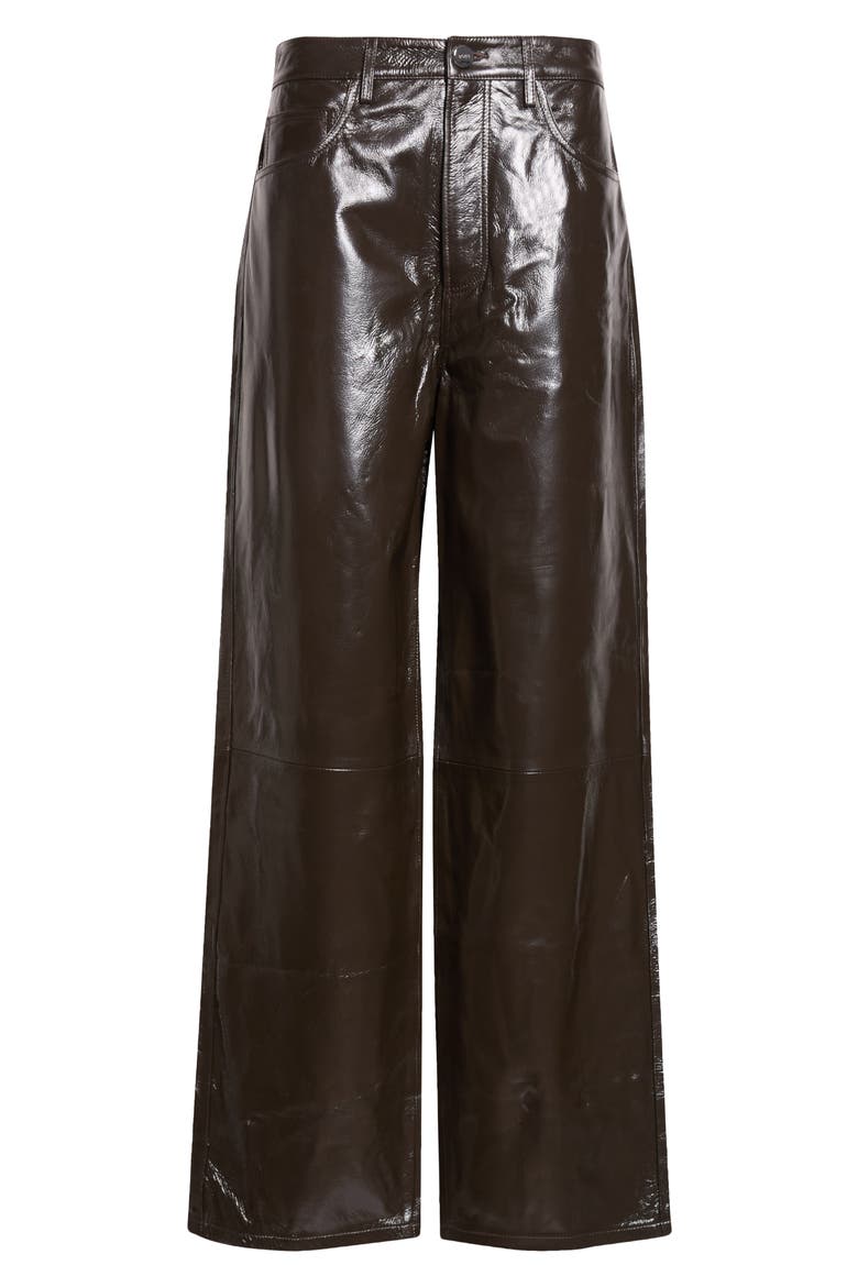 Bruun Lacquered Baggy Leather Wide Leg Pants, Alternate, color, SOIL