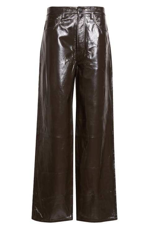 Bruun Lacquered Baggy Leather Wide Leg Pants