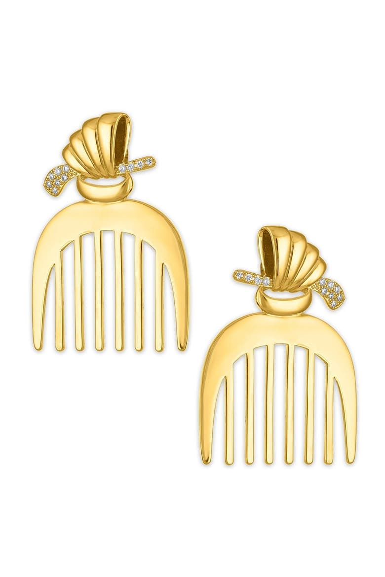 Comb Earrings, Main, color, Gold