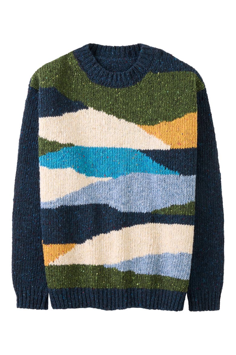 Donegal Scenic Sweater, Alternate, color, NAVY MULTI