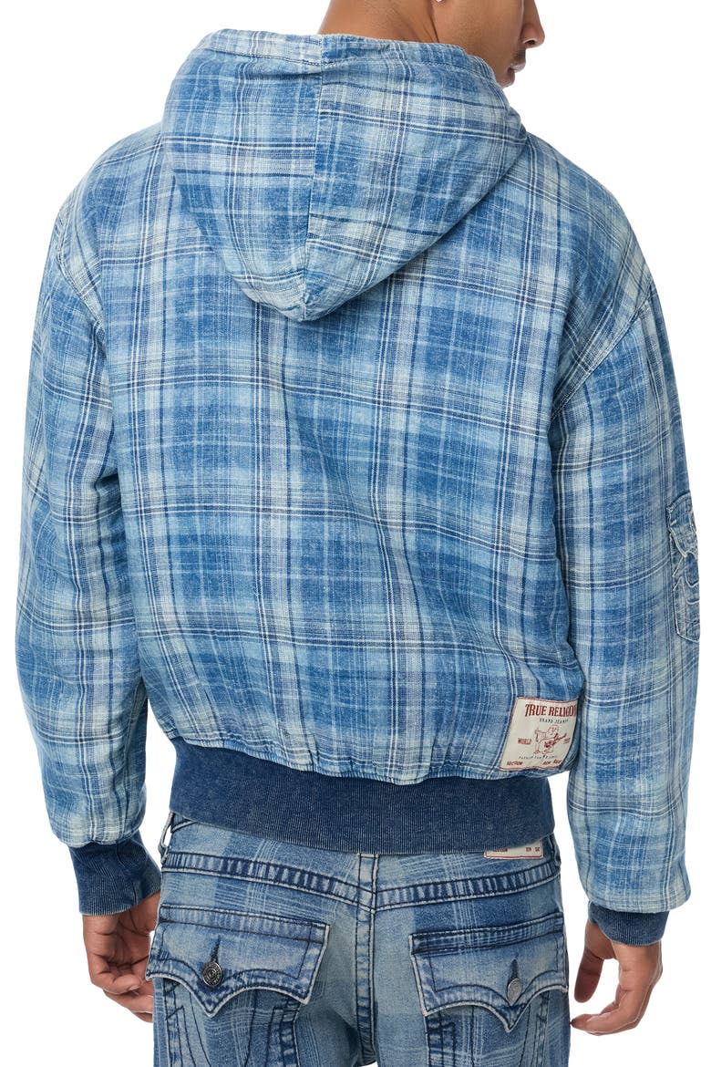 Plaid Denim Hooded Jacket, Alternate, color, INDIGO PLAID