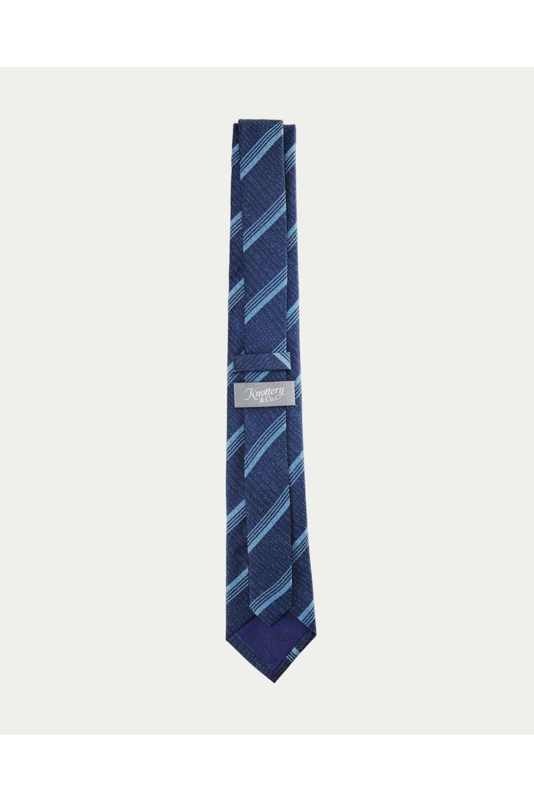 Triple-Striped Silk Jacquard Tie, Alternate, color, Navy