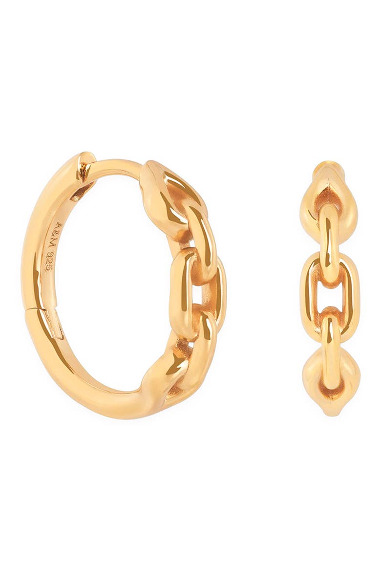 Link Detail Huggie Hoop Earrings, Main, color, GOLD