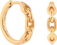 Astrid & Miyu Link Detail Huggie Hoop Earrings