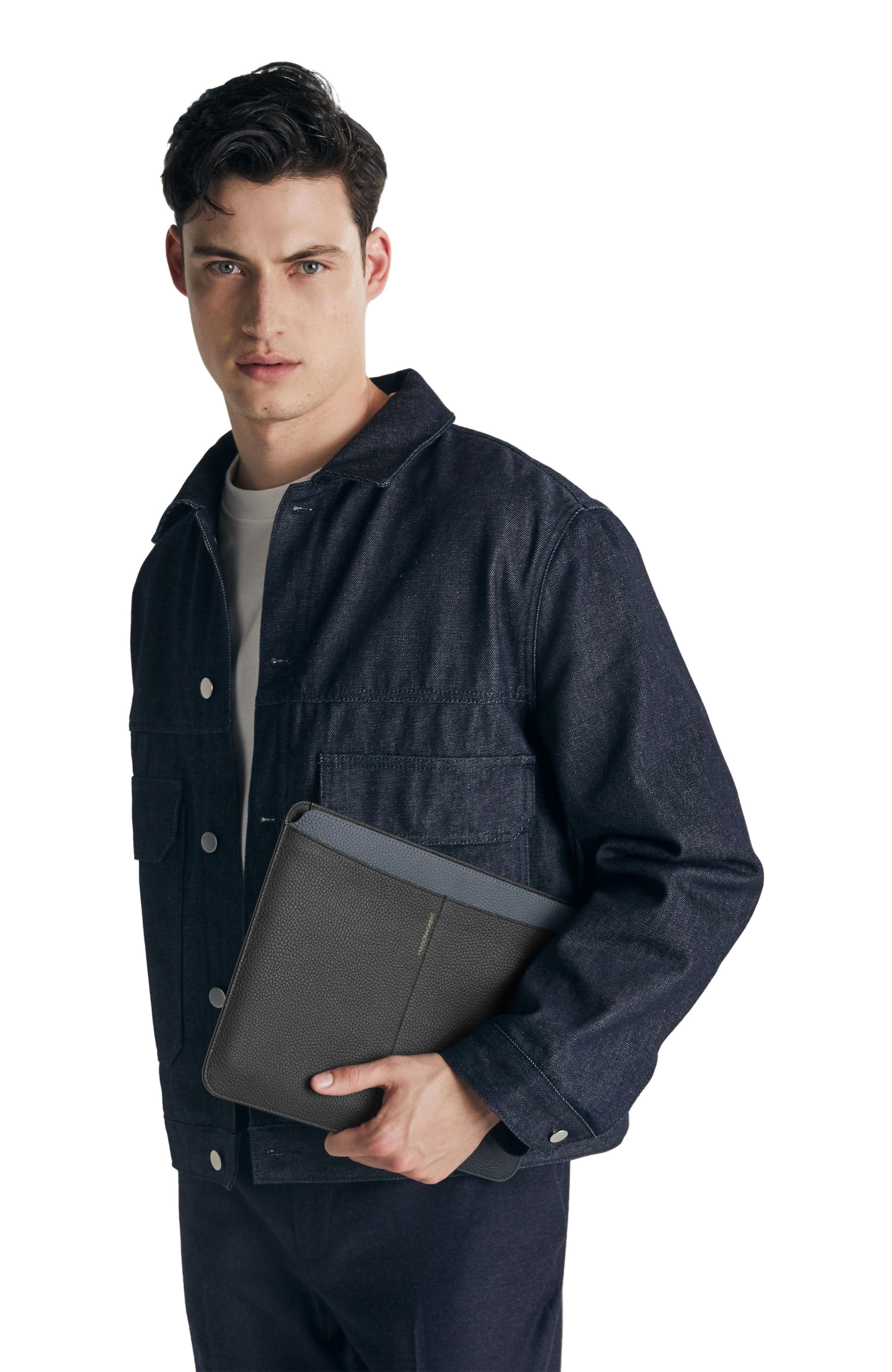 MAISON de SABRÉ Leather iPad Case, Alternate, color, Graphite Caviar