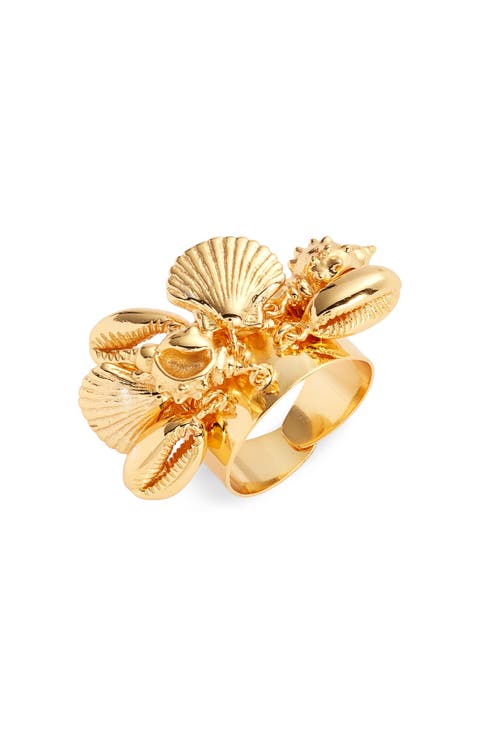 Tiny Shells Charm Adjustable Ring