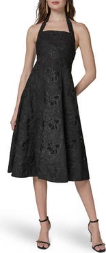 Donna Karan New York Embroidered Halter Cocktail Dress
