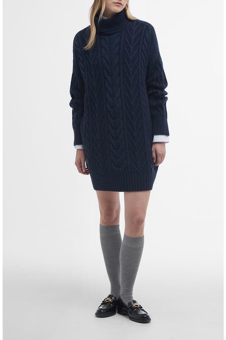 Beatrix Cable Stitch Long Sleeve Wool Blend Sweater Dress, Main, color, NAVY