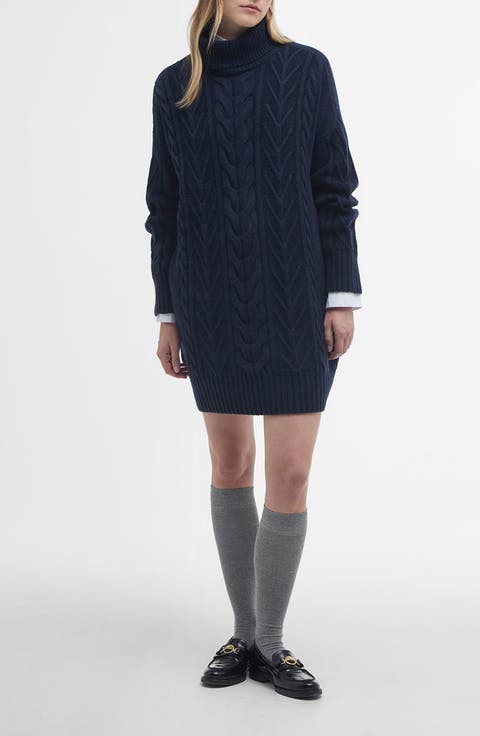 Beatrix Cable Stitch Long Sleeve Wool Blend Sweater Dress