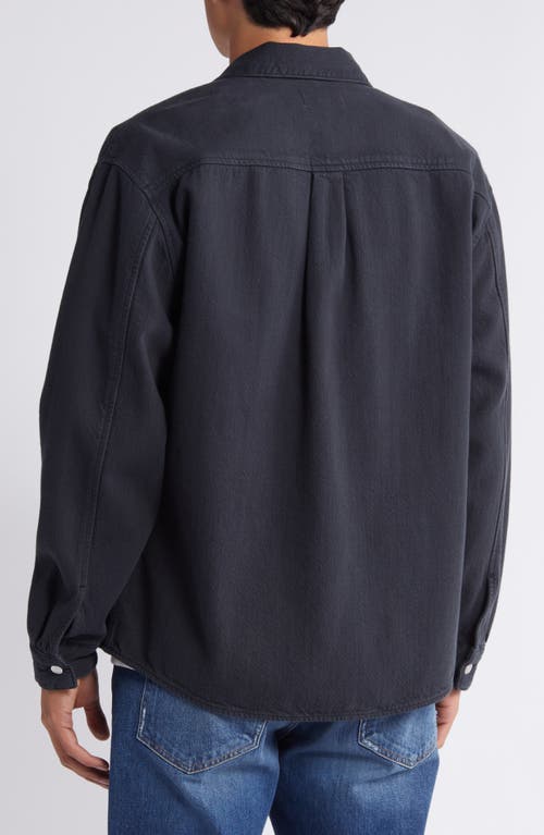 Frame Textured Terry Overshirt In Black