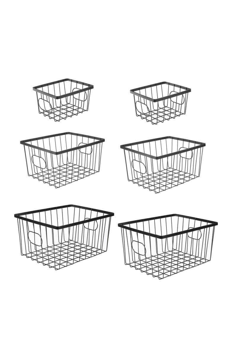 HAPPIMESS Camden Vintage Industrial Handmade Wire Metal Nesting Storage Baskets, Main, color, Black