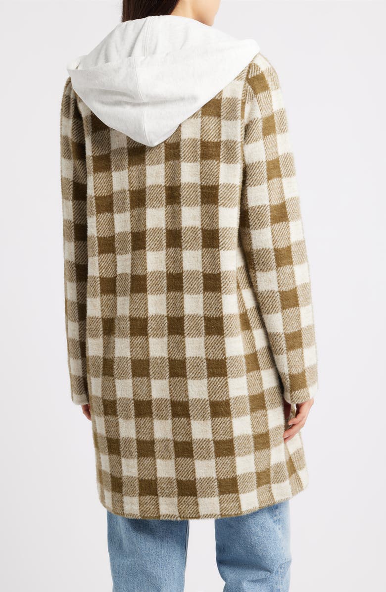 Thread & Supply Plaid Coat with Bib Hoodie, Alternate, color, White Sand Olive Plaid
