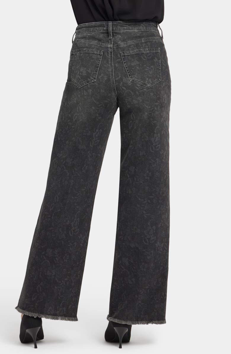 NYDJ Teresa Floral Print Button Fly Wide Leg Jeans, Alternate, color, Grey Province