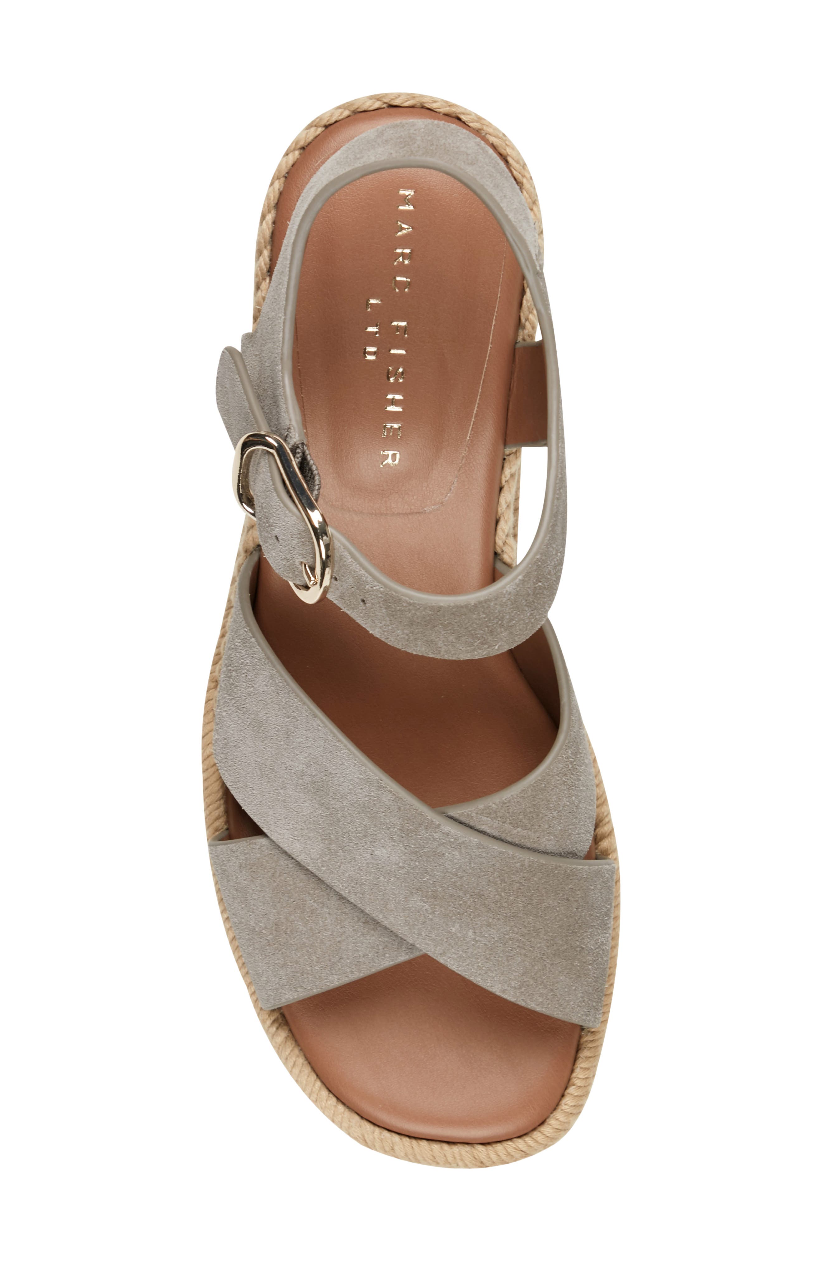 Marc Fisher LTD Pasion Espadrille Ankle Strap Platform Wedge Sandal, Alternate, color, Taupe