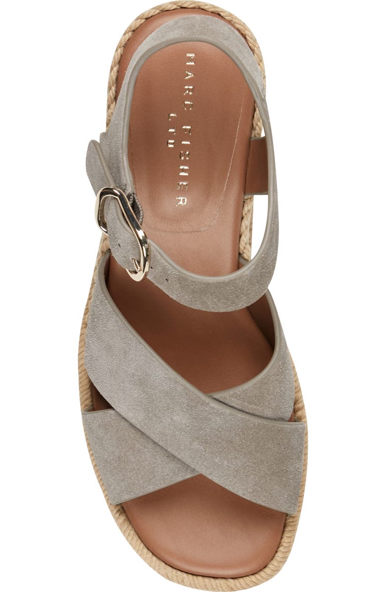 Marc Fisher LTD Pasion Espadrille Ankle Strap Platform Wedge Sandal, Alternate, color, Taupe
