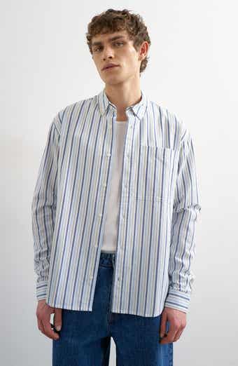 Relaxed Fit Stripe Cotton Button-Down Oxford Shirt