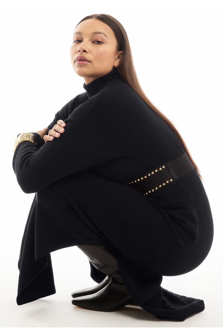 Turtleneck Sweater Dress, Alternate, color, BLACK ONYX