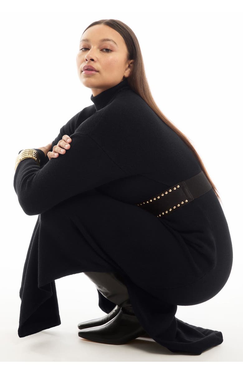 June + Vie Turtleneck Sweater Dress, Alternate, color, Black Onyx