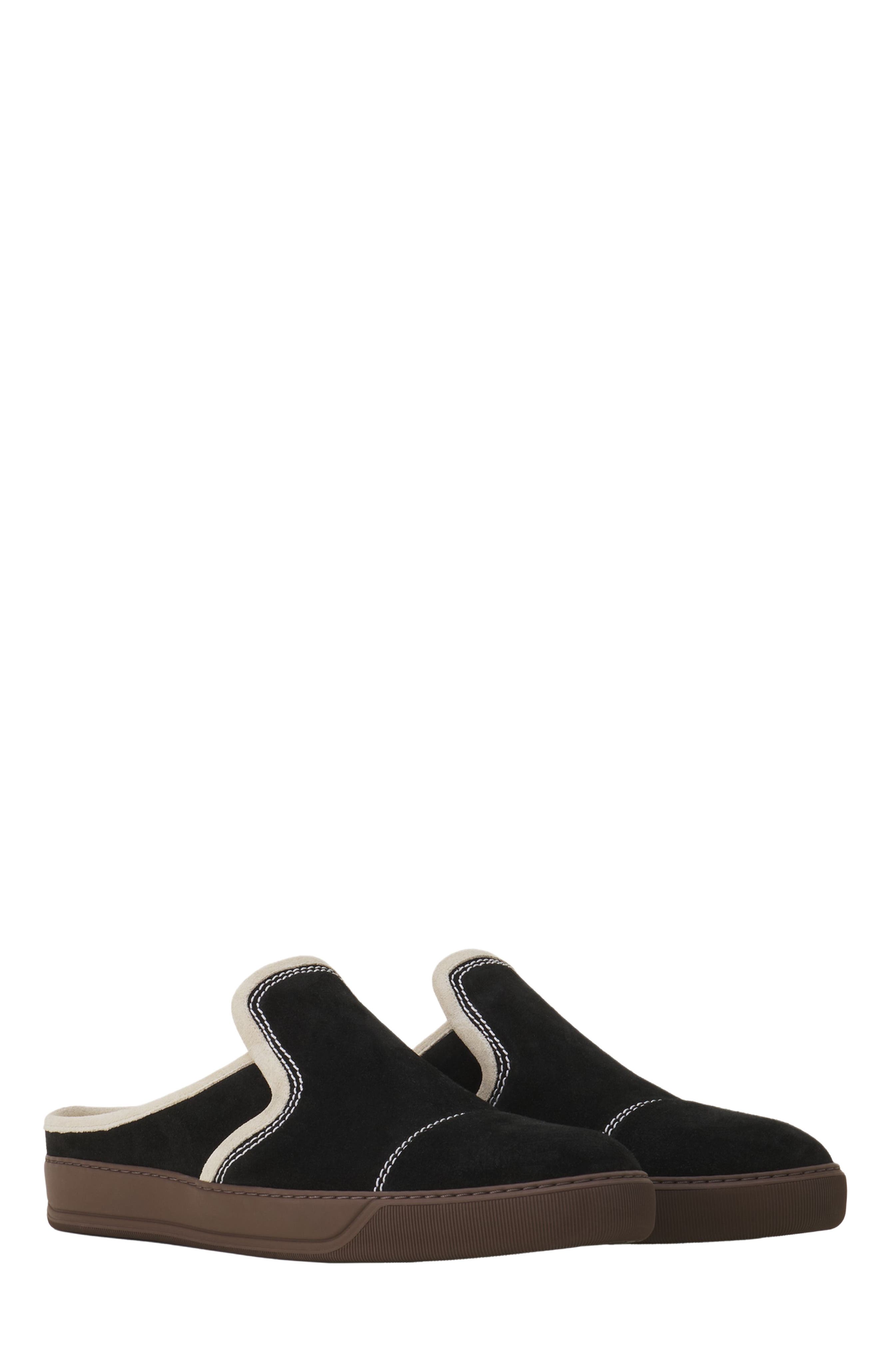 Lanvin Dbb1 Suede Mule Sneakers, Alternate, color, Noir/Blanc Cassé