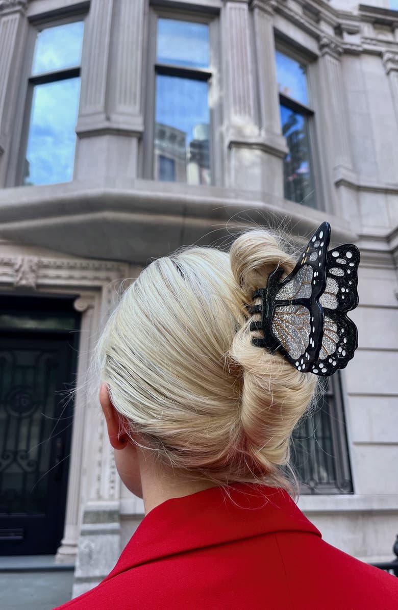 Solar Eclipse Monarch Hair Claw Clip, Alternate, color, Silver