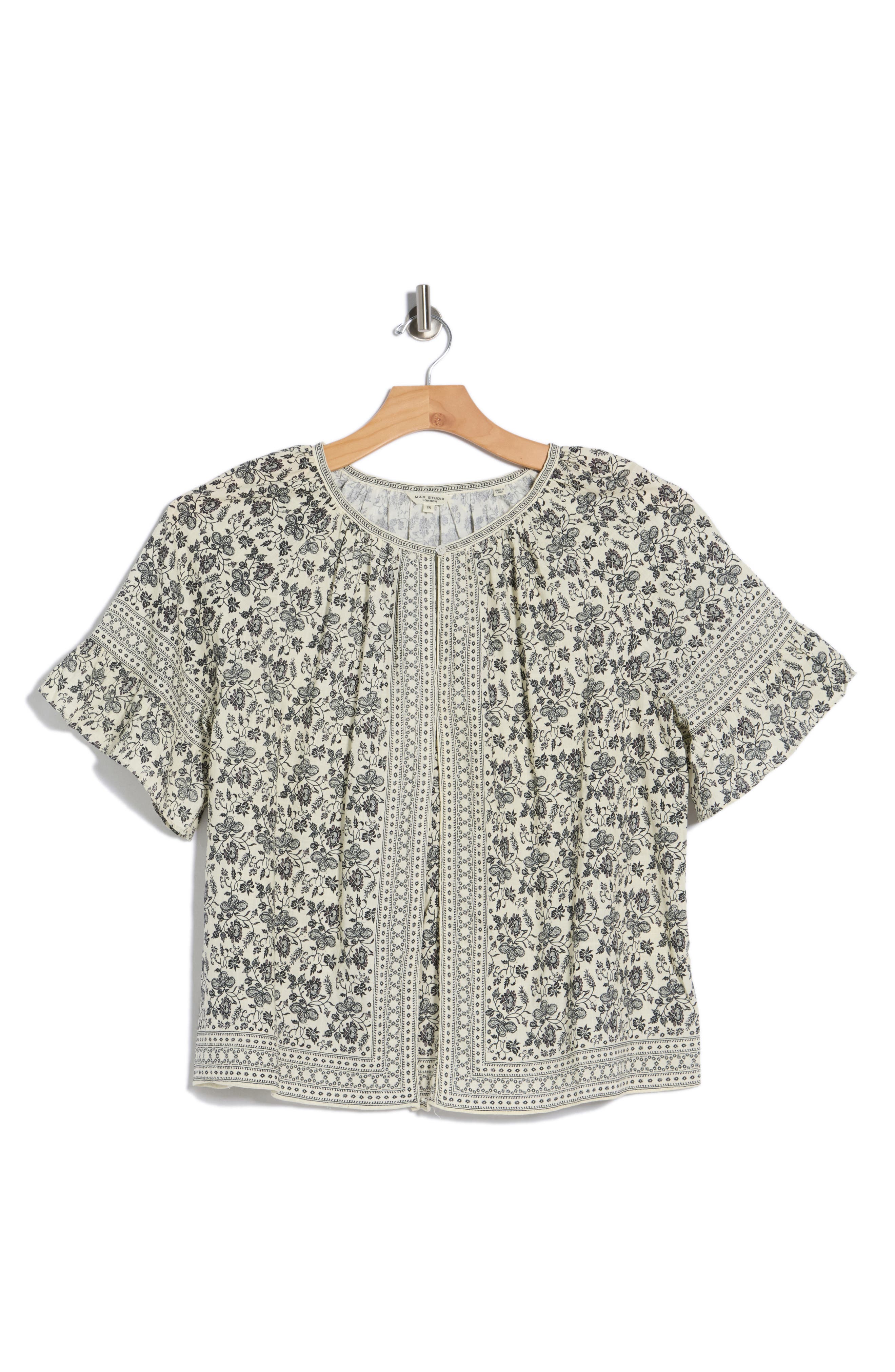 MAX STUDIO Elbow Flutter Sleeve Top