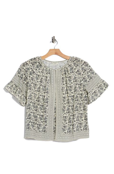 Elbow Flutter Sleeve Top (Plus)