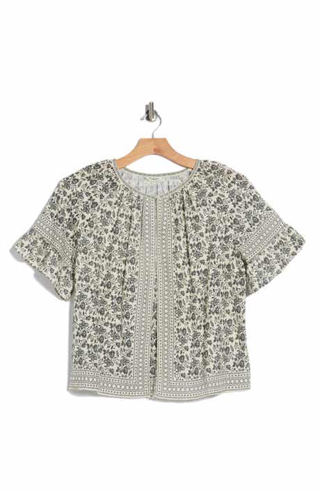 MAX STUDIO Elbow Flutter Sleeve Top