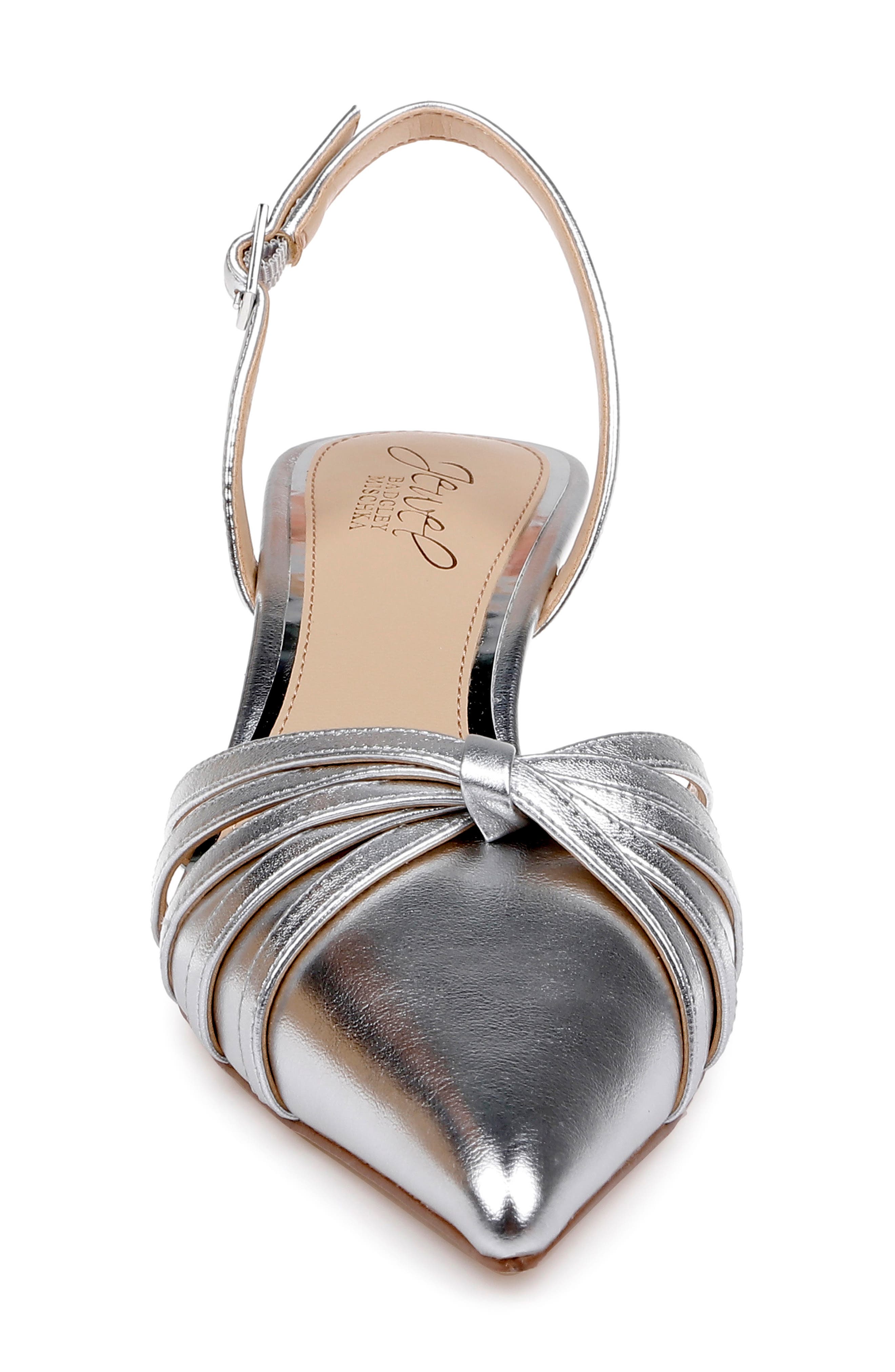 Jewel Badgley Mischka Patricia II Slingback Pump, Alternate, color, Silver Leather