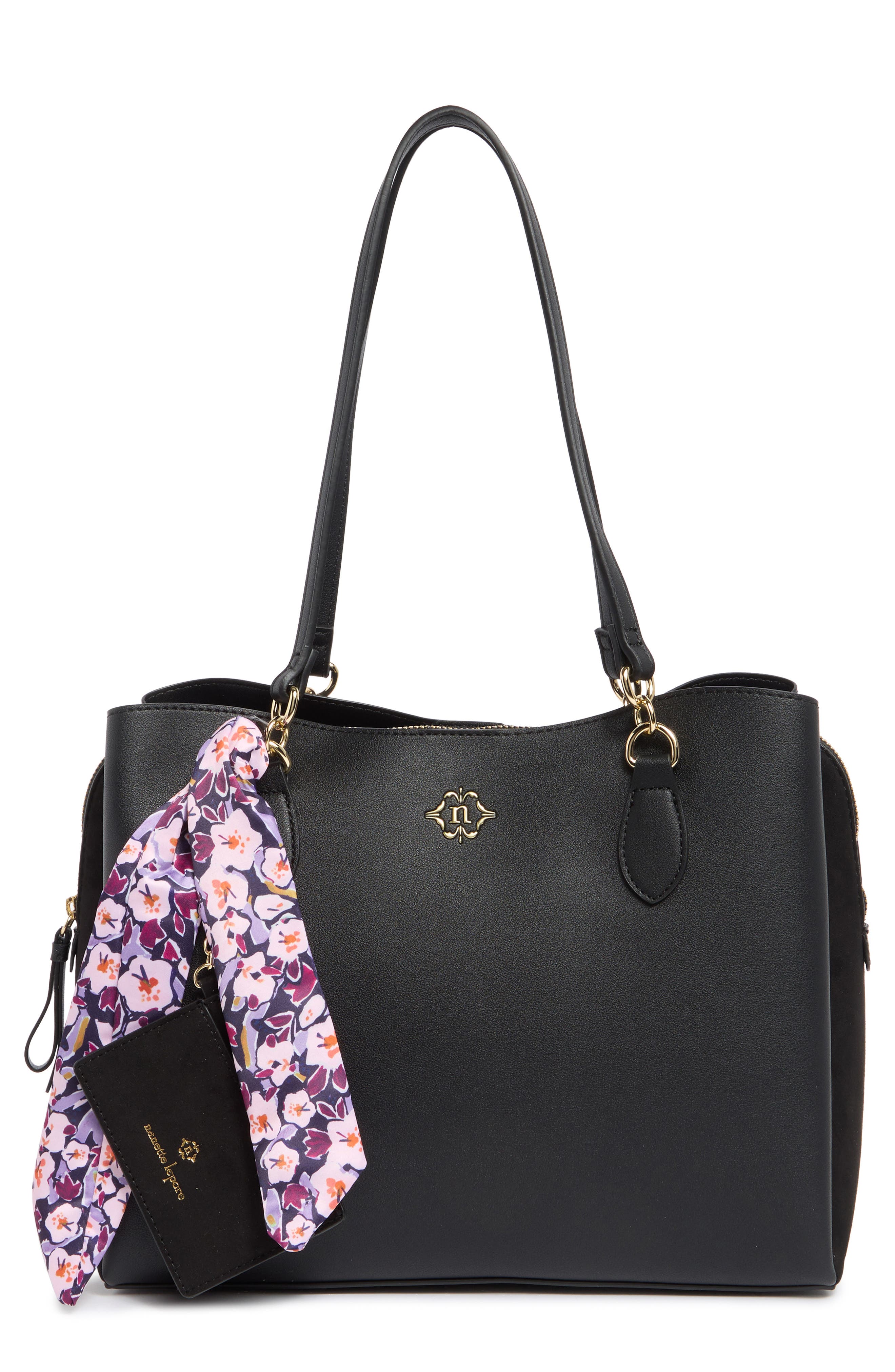 Orly Triple Compartment Shoulder Bag, Main, color, BLACK