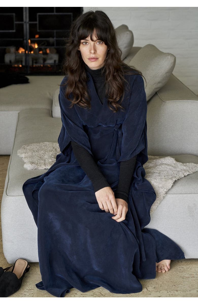 ocean+main Belted Caftan, Alternate, color, Navy