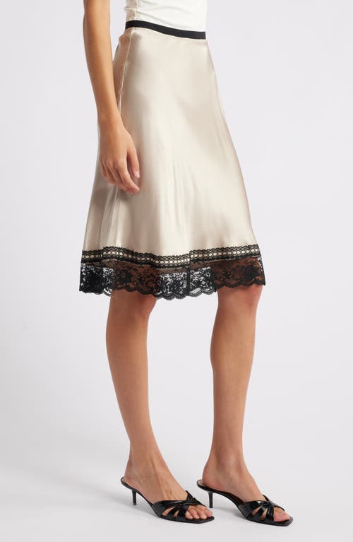 Rails Cherry Lace Trim Satin Slip Skirt In Champagne