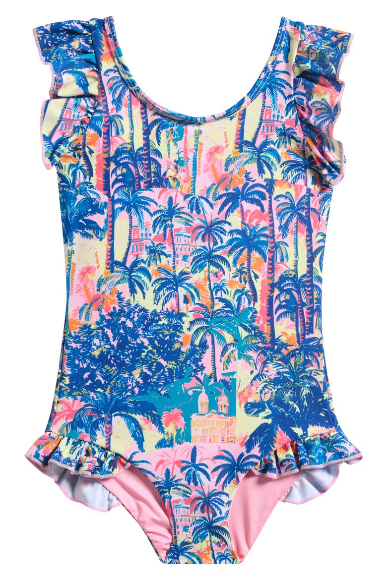 Kids' Havana Ruffles One-Piece Swimsuit, Main, color, BLUE MULTI