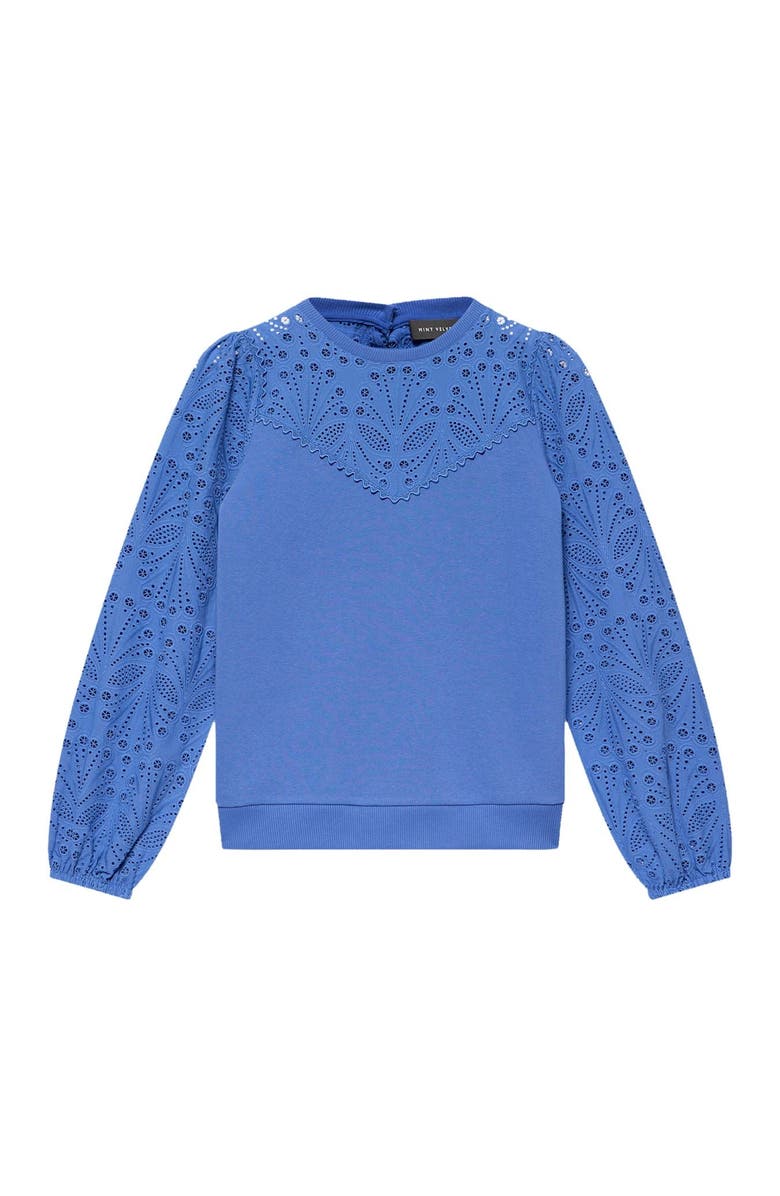 MINT VELVET Cotton Blend Broderie Sweatshirt, Alternate, color, Blue